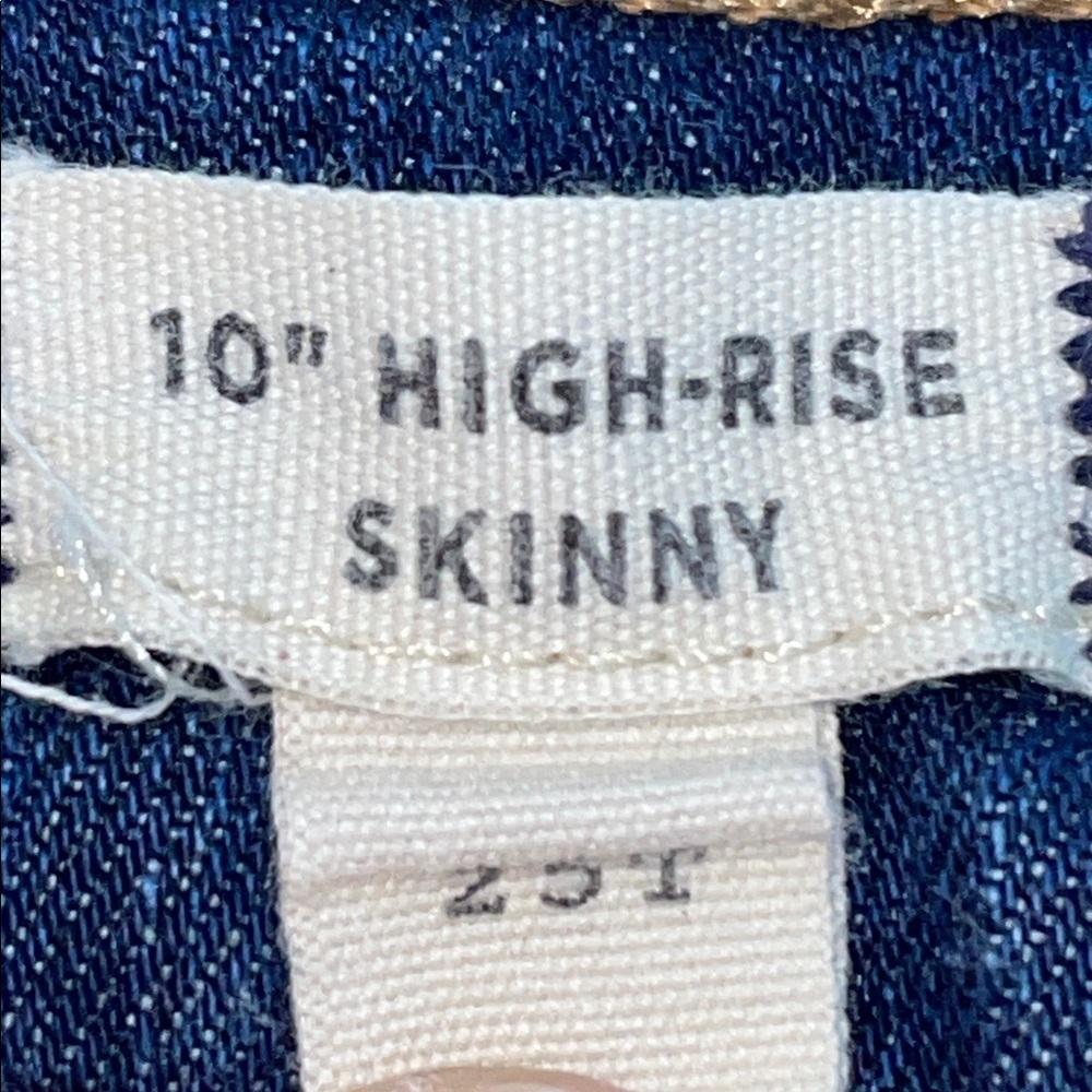 Madewell Classic Blue Denim Jeans. 10” high rise. Skinny. Dark Wash. Size 25T - Picture 6 of 10